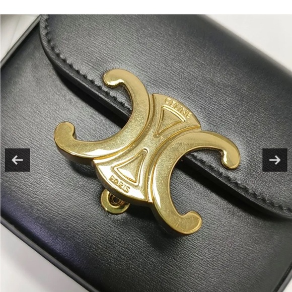 Celine Black Leather Crossbody with Gold Triomphe Hardware - Picture 3 of 12